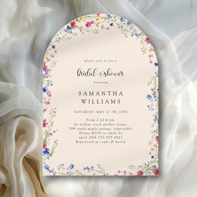 Invitación Despedida de Soltera de Flores Silvestres Modernas (Modern Wildflower Bridal Shower Invitation)