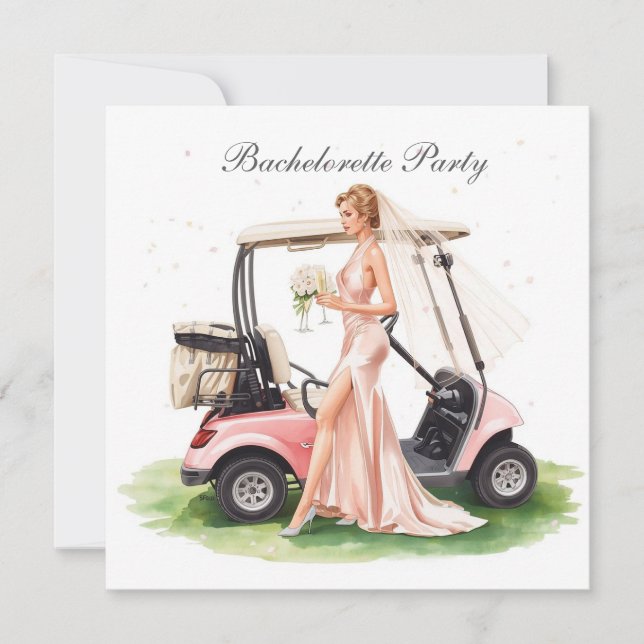 Invitación Despedida de soltera de golf en campo de golf (Anverso)