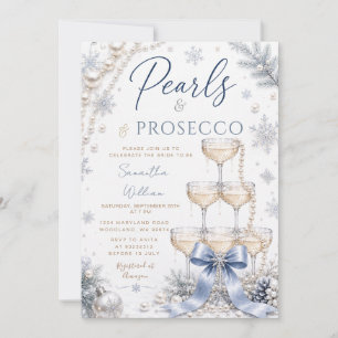 Invitación Despedida de soltera de invierno azul perlas y pro