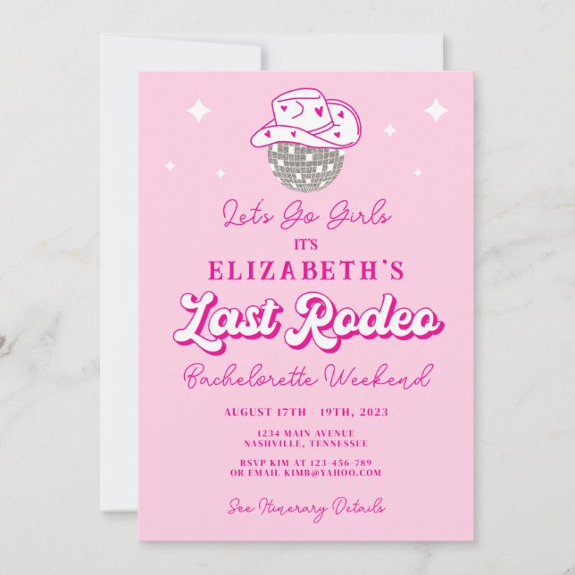 Invitación Despedida de soltera de la última rodeo de vaquera (Anverso)