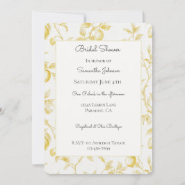 Invitación Despedida de soltera de limones amarillos chic