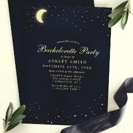 Invitación Despedida de soltera de luna celeste estrellas azu