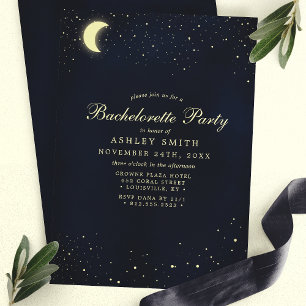 Invitación Despedida de soltera de luna celeste estrellas azu