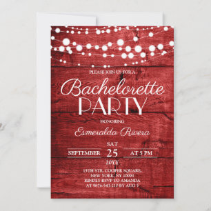 Invitación Despedida de soltera de madera roja rústica