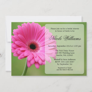 Invitación Despedida de soltera de margarita gerbera rosa y v
