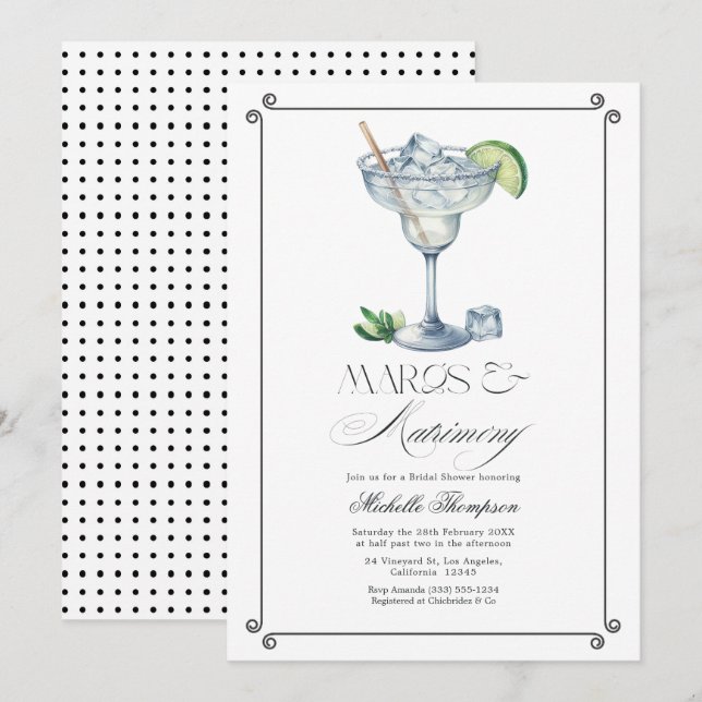 Invitación Despedida de soltera de margaritas elegantes 'Marg (Anverso / Reverso)