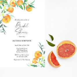 Invitación Despedida de soltera de naranjas cítricas acuarela