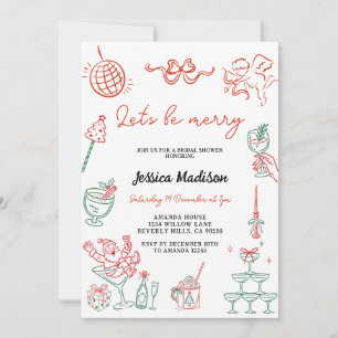 Invitación Despedida de soltera de Navidad dibujada a mano vi