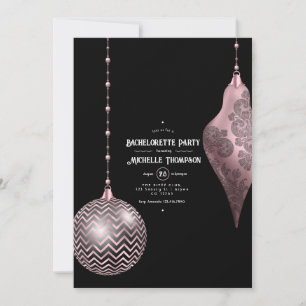 Invitación Despedida de soltera de Navidad en rosa y dorado r