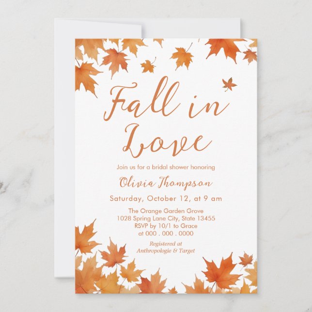 Invitación Despedida de soltera de otoño (Anverso)