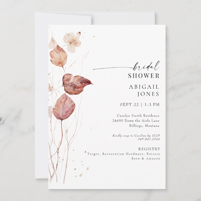 Invitación Despedida de soltera de otoño  (Anverso)