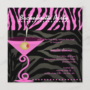 Invitación Despedida de soltera de Pink Zebra/pink martini