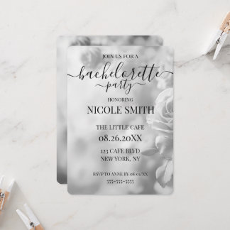 Invitación Despedida de soltera de rosas vintage en B&W