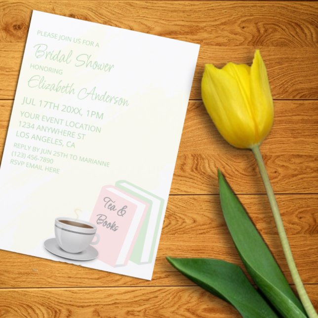 Invitación Despedida de soltera de té y libros (Subido por el creador)