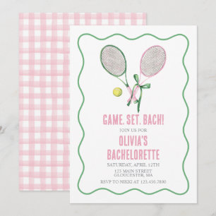 Invitación Despedida de soltera de tenis a cuadros rosa verde