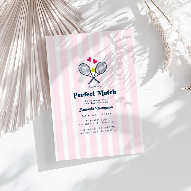 Invitación Despedida de soltera de tenis Preppy Perfect Match (Preppy Perfect Match Tennis Bridal Shower Invitation)