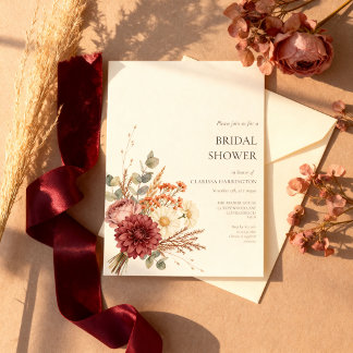 Invitación Despedida de soltera de terracota borgoña otoño fl