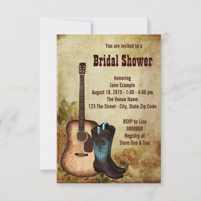 Invitación Despedida de soltera de vaquera rústica (Anverso)