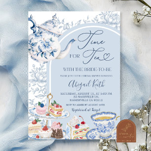 Invitación Despedida de soltera Dusty Blue Chinoiserie Tea Pa