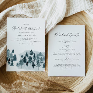 Invitación Despedida de soltera EGRET Rustic Blue Winter Pine
