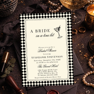 Invitación Despedida de soltera elegante a cuadros con dinero