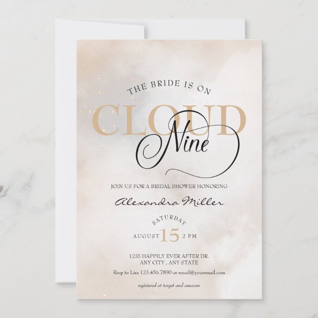 Invitación Despedida de soltera elegante con acuarela (Anverso)