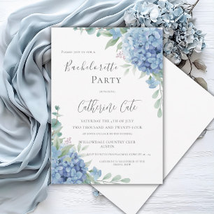 Invitación Despedida de soltera elegante con hortensias azule