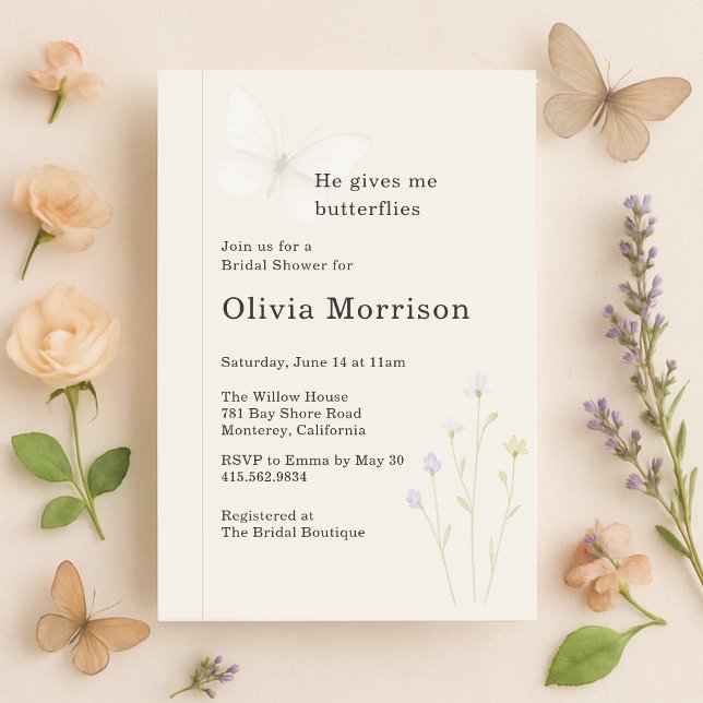 Invitación Despedida de Soltera Elegante Mariposas Flores Sil (Subido por el creador)