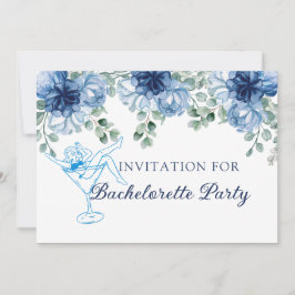 Invitación Despedida de soltera en azul polvoriento floral ac