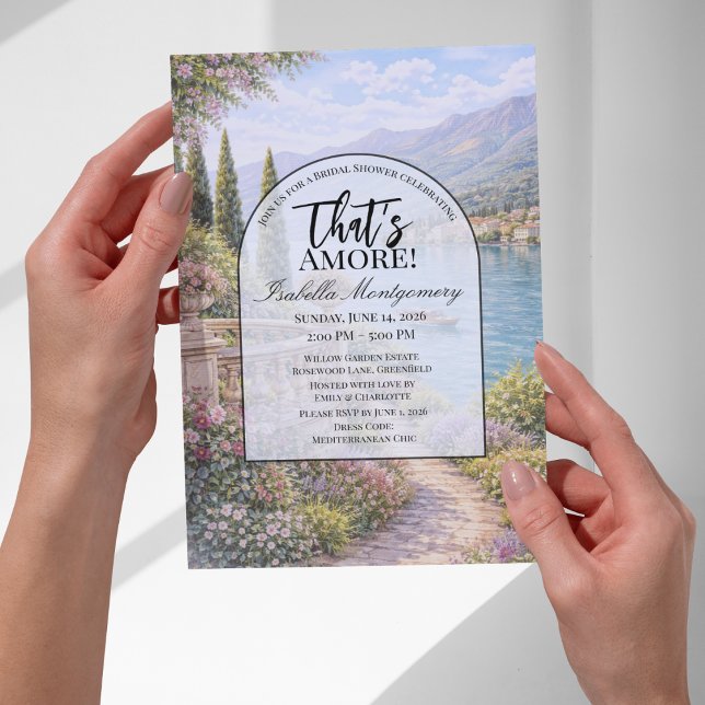 Invitación Despedida de Soltera en el Lago Como Italiano Que  (Italian Lake Como That’s Amore Bridal Shower Invitations
)