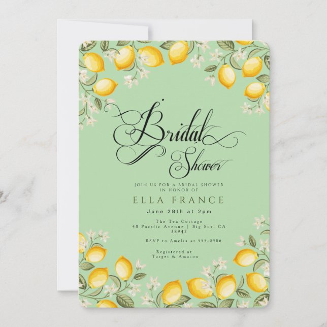 Invitación Despedida de soltera en Flor y Limones (Anverso)