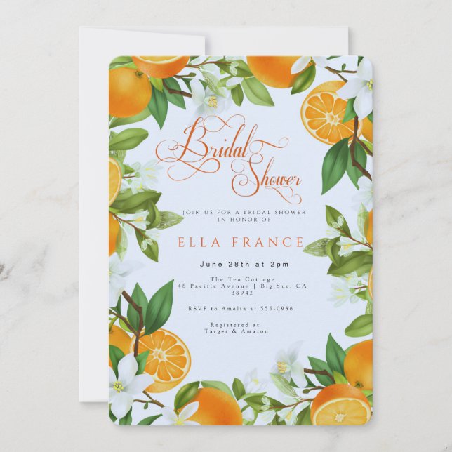 Invitación Despedida de soltera en Flor y Limones (Anverso)