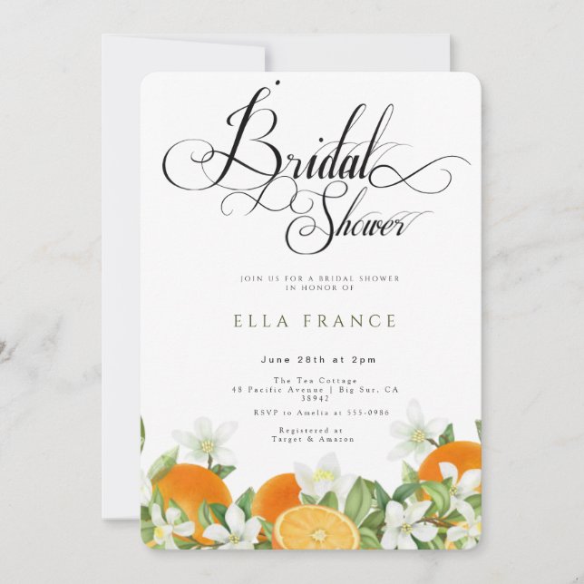 Invitación Despedida de soltera en Flor y Limones (Anverso)