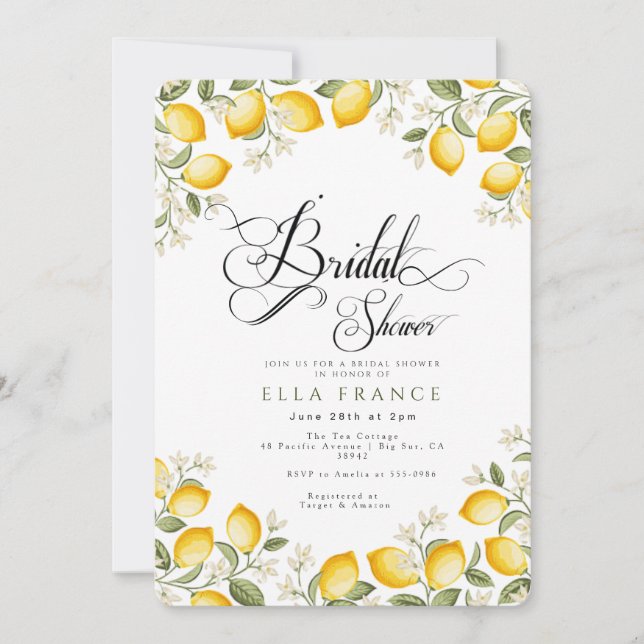 Invitación Despedida de soltera en Flor y Limones (Anverso)