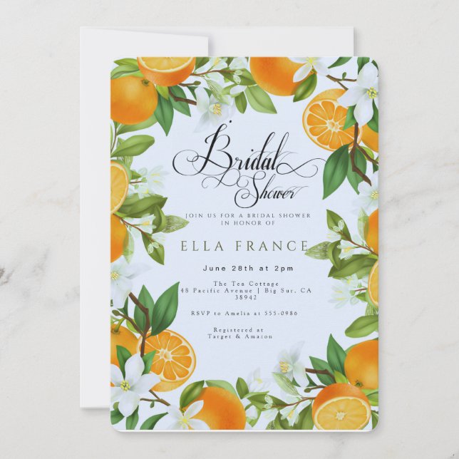 Invitación Despedida de soltera en Flor y Limones (Anverso)