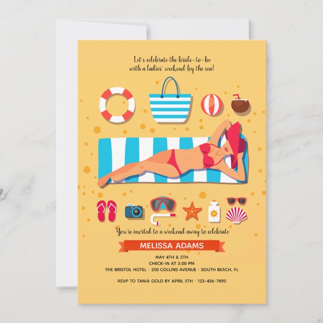Invitación Despedida de Soltera en la Playa (Anverso)