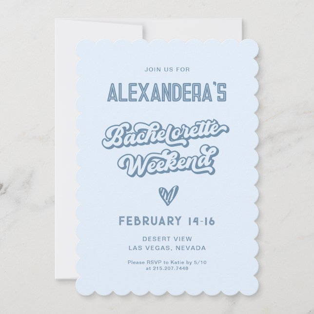Invitación Despedida de soltera en la playa azul (Anverso)