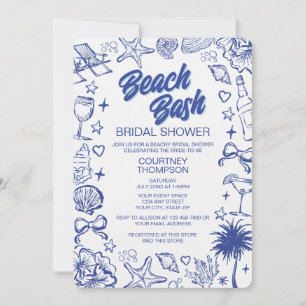 Invitación Despedida de soltera en la playa con dibujos capri