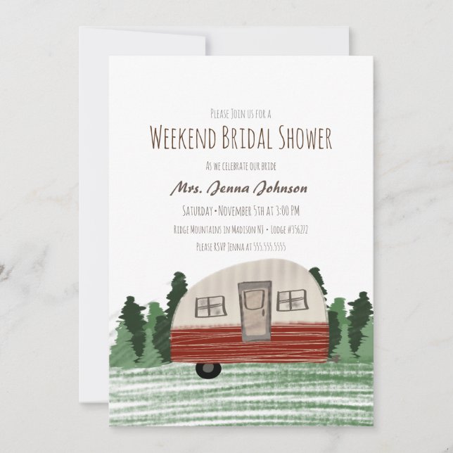 Invitación Despedida de soltera en las montañas Camper fin de (Anverso)
