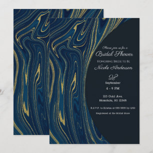 Invitación Despedida de Soltera en Mármol Moderno Glam de Oro