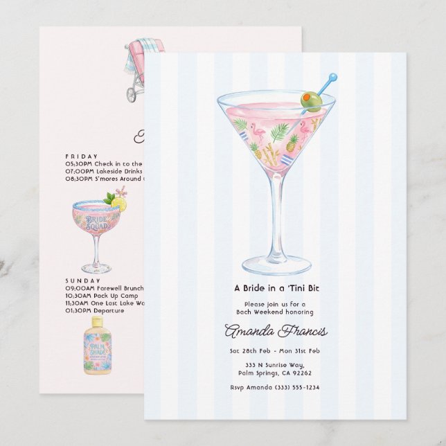 Invitación Despedida de soltera en Palm Springs con un toque  (Anverso / Reverso)