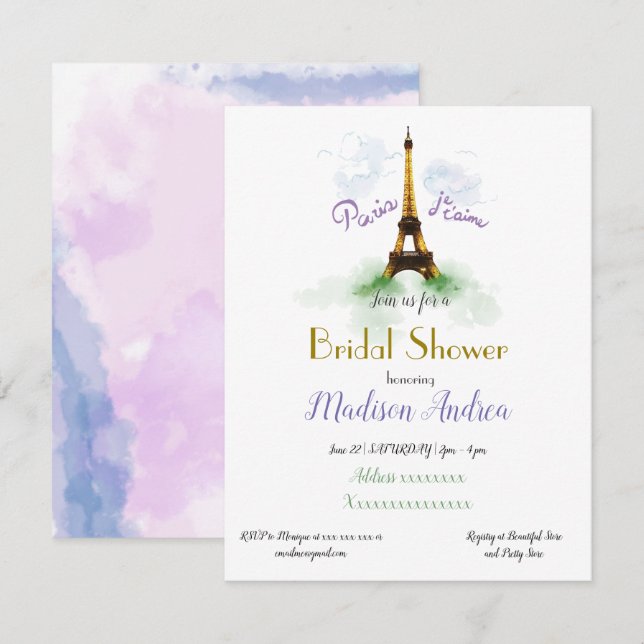 Invitación Despedida de soltera en París (Anverso / Reverso)