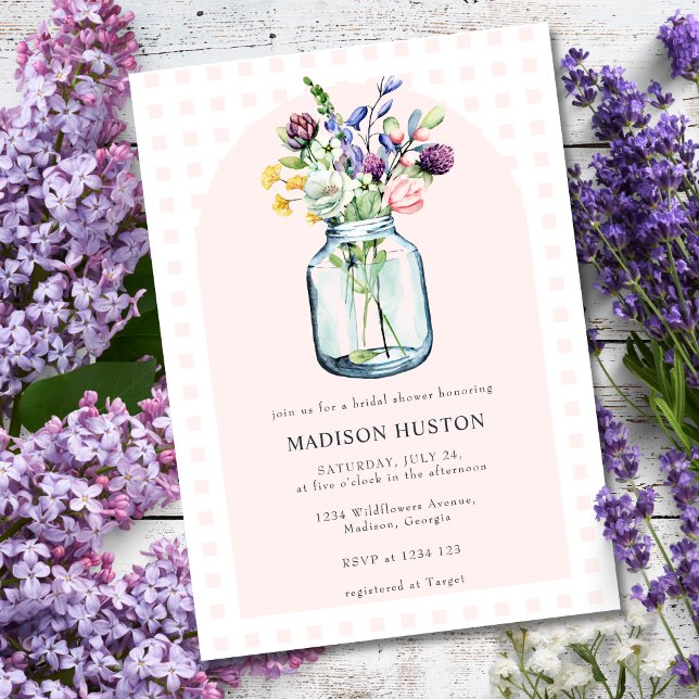 Invitación Despedida de Soltera en Tarro de Mason con Gingham (Subido por el creador)