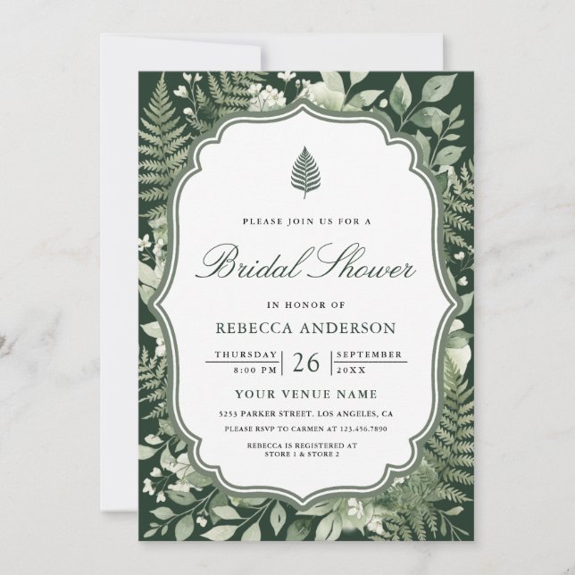 Invitación Despedida de soltera encantado bosque acuarela (Anverso)