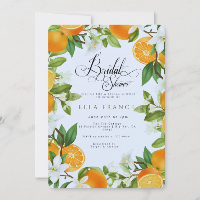Invitación Despedida de soltera entre flores y limones (Anverso)