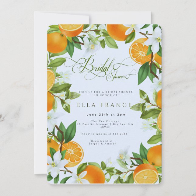 Invitación Despedida de soltera entre flores y limones (Anverso)