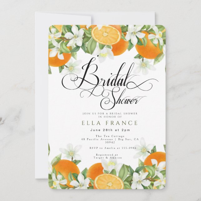 Invitación Despedida de soltera entre flores y limones (Anverso)