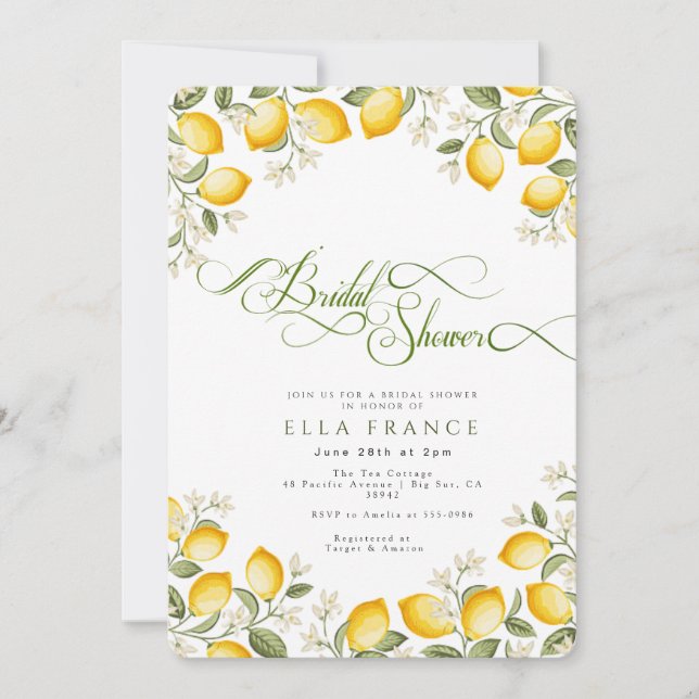 Invitación Despedida de soltera entre flores y limones (Anverso)