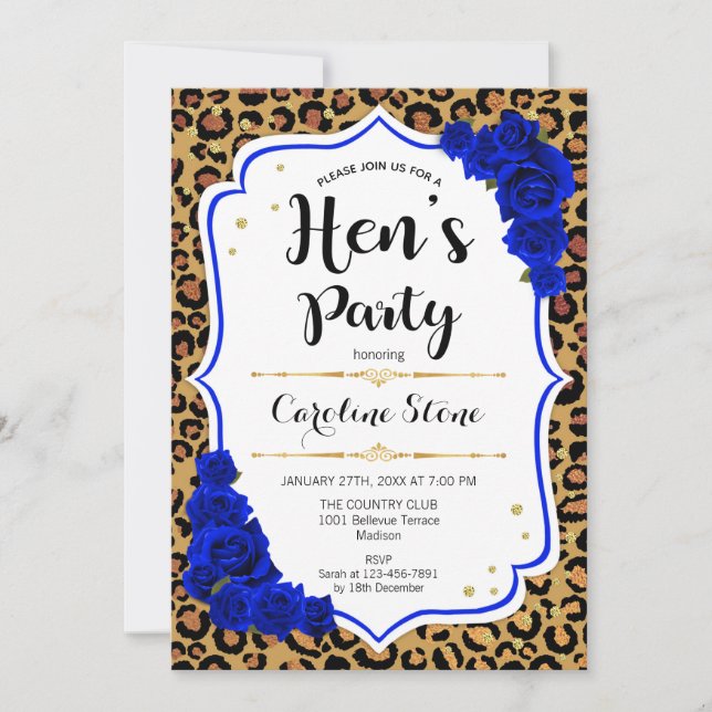 Invitación Despedida de soltera - Estampado de leopardo dorad (Anverso)