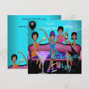 Invitación Despedida de soltera Fiesta Azul Teal Rosa Diverti